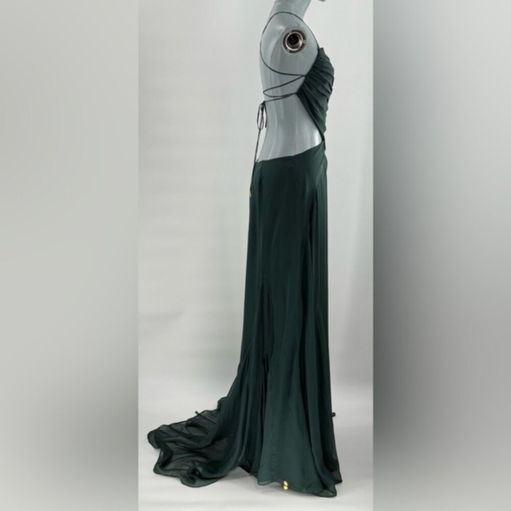 🆕 CULT GAIA 🧿 NWOT Aphea Silk Cut Out Backless Dress, Forest Green - Sz US 8 - Picture 5 of 15